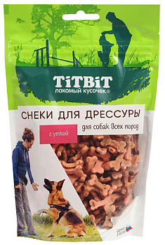 TITBIT лакомство снеки для дрессуры для собак всех пород (УТКА), 100 г