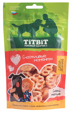 TITBIT лакомство снеки мягкие с уткой, малиной и облепихой для собак всех пород, 100 г
