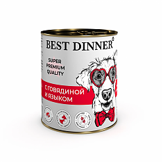 Best Dinner Super Premium консервы для собак и щенков (ГОВЯДИНА, ЯЗЫК), 340 г