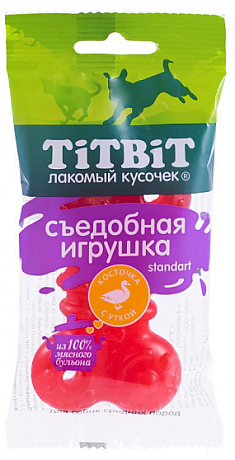 TITBIT лакомство съедобная игрушка косточка с уткой standart
