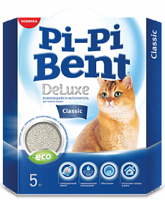 Pi-Pi Bent DELUXE CLASSIC Наполнитель комкующийся (коробка), 5кг