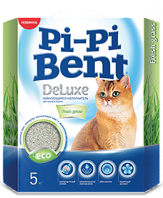 Pi-Pi Bent DELUXE FRESH GRASS Наполнитель комкующийся (коробка), 5кг