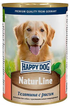 HAPPY DOG консервы для собак (ТЕЛЯТИНА, РИС). 400 г.