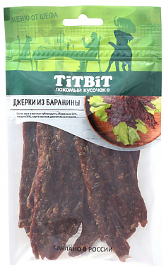 TITBIT лакомство джерки мясные из баранины, 70 г