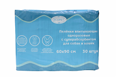 Пеленки Ecopet одноразовые впитывающие с суперабсорбентом для собак и кошек 60х90 см 30 шт.