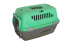 Переноска Ecopet для животных АВИА с металлической дверцей, размер L, 54,5х36х34 см, зеленый