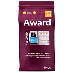 AWARD Sterilized для взрослых стерилизованных кошек (белая рыба, семяна льна, клюква, цикорий) 10кг