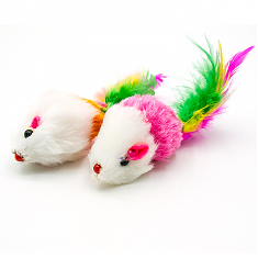 Сибирская Кошка Игрушка д/кошек Мышь с хвостом из перьев (4 шт.)