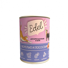 EDEL CAT консервы для кошек (ЛОСОСЬ, ФОРЕЛЬ), 400 г.