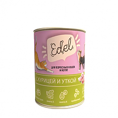 EDEL CAT консервы для кошек (КУРИЦА, УТКА), 400 г.