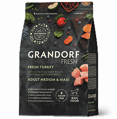GRANDORF Fresh Dog Adult Med&Maxi Turkey&Sweet Potato (Индейка с бататом д/средних пород) 10кг, шт