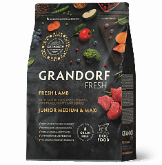 GRANDORF Fresh DOG JUNIOR MED&MAXI Lamb&Sweet Potato (Свежее мясо ягненка с бататом д/юниоров) 3кг