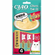 INABA Ciao Churu пюре для кошек (КУРИЦА ПОДДЕРЖАНИЕ ЗДОРОВЬЯ ПОЧЕК), 4 шт по 14 г