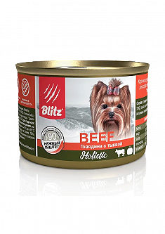 BLITZ HOLISTIC консервы для собак мелких пород всех возрастов (ГОВЯДИНА, ТЫКВА), 200 г.