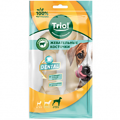 DENTAL Косточки жевательные узловые белые, 15см (уп.2шт.), Triol