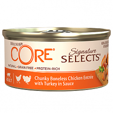 CORE SIGNATURE SELECTS для кошек, из курицы с индейкой в виде кусочков в соусе, консервы 79 г
