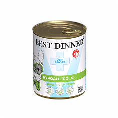 Best Dinner Vet Profi Hypoallergenic консервы для собак (ИНДЕЙКА, УТКА), 340 г.