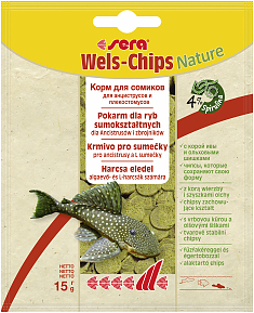 Корм для сомов-прилипал, основной в чипсах "Wels Chips Nature", 15 г, пакетик