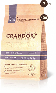 GRANDORF CAT STERILISED Rabbit&Turkey 400гр