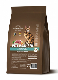 PETVADOR Корм для кошек с чувствительным пищеварением 0,4 кг