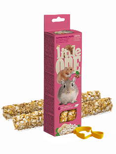 LITTLE ONE палочки для мелких грызунов с воздушным рисом и орехами, 2 шт, 110 г