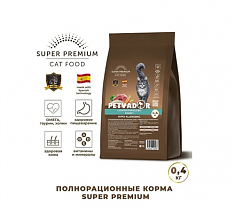 PETVADOR Корм для Стерилизованных кошек и котов с Кроликом 0,4 кг