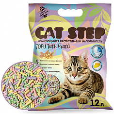 CAT STEP Tofu Tutti Frutti Наполнитель комкующийся растительный, 12 л