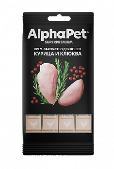 ALPHAPET крем-лакомство для кошек (КУРИЦА, КЛЮКВА), 48 г