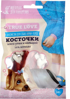 Лакомство КОСТОЧКИ мясо утки и кальций для собак, 50 г. GQ TRUE LOVE.