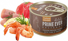 Prime Ever 1A Delicacy Мусс цыпленок с тунцом и креветками влажный корм для кошек 0,08 кг
