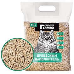 Gamma Наполнитель впитывающий древесный мелкие гранулы, 15л