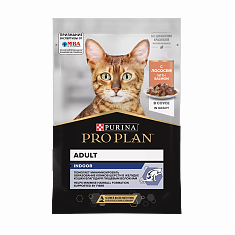 PRO PLAN INDOOR для домашних кошек (ЛОСОСЬ, СОУС), 85г