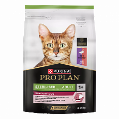 PRO PLAN Sterilised SAVOURY DUO для кошек (УТКА,ПЕЧЕНЬ) 3кг
