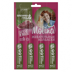 MOLINA, Жевательные колбаски для кошек, Оленина и гусь, 20 г, 2204