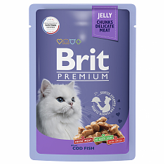 BRIT PREMIUM, Пауч для взрослых кошек, Треска в желе, 85г, 5050178
