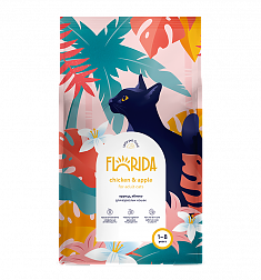 FLORIDA Корм для взрослых кошек курица/яблоко, 4кг