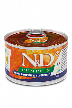 N&D PUMPKIN влажный корм для взрослых собак (ЯГНЕНОК, ТЫКВА, ЧЕРНИКА), 140 г.