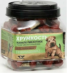 Лакомство ХРУМКОСТЬ фуршетные канапе с кряквой для собак мини пород, 750 г. GREENQZIN.