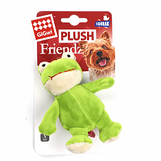 PLUSH FRIENDZ Игрушка для собак Лягушка с пищалкой, 9 см