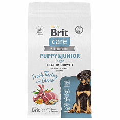 BRIT CARE, Сухой корм с инд и ягн д/щенк.кр.пор."Dog Puppy&Junior L Healthy Growth", 1.5 кг