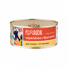 FLORIDA Консервы для кошек перепелка/брусника 100гр, шт