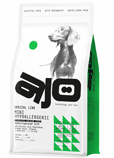 AJO Dog Mini Hypoallergenic Сухой корм для взрослых собак мелких пород, 2 кг