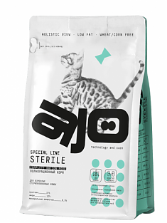 AJO Cat Sterile Сухой полнорационный корм для активных стерилизованных кошек, 0,4 кг