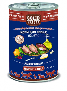 Solid Natura Holistic Перепёлка влажный корм для собак жестяная банка 0,34 кг 