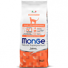 Monge Cat Monoprotein Сухой корм для взрослых кошек (ЛОСОСЬ), 10 кг	
