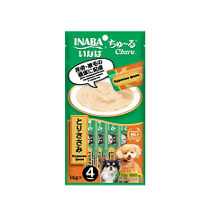 INABA Churu пюре для собак (КУРИЦА, ЗДРОВЬЕ КОЖИ И ШЕРСТИ), 4 шт по 14 г