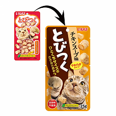 INABA Tobitsuku нежные кусочки для кошек (КУРИНЫЙ БУЛЬОН), 25 г