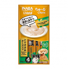 INABA Churu пюре для собак (КУРИЦА, СЫР), 4 шт по 14 г