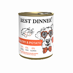 Best Dinner консервы для собак (ПТИЦА, КАРТОФЕЛЬ), 850 г