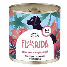 FLORIDA Консервы для собак ягенок/черника 240гр, шт